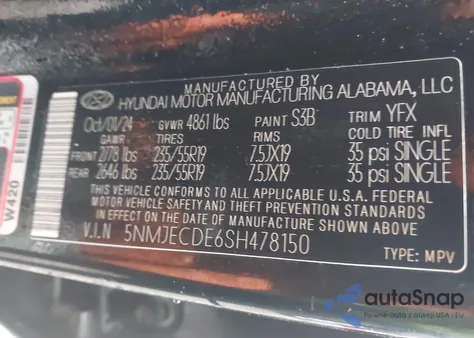 2025 Hyundai Tucson Limited z USA, uszkodzony, nr VIN 5NMJECDE6SH478150